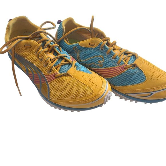 PUMA Sneakers Complete Model Yellow With Turquoise Laceup Women's Sz 9.5 - Picture 3 of 12